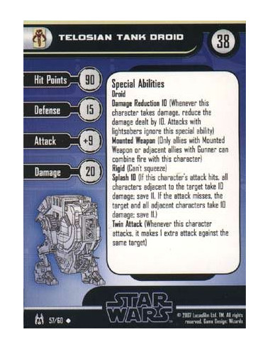 57/60 Telosian Tank Droid FORCE UNLEASHED unco pas cher