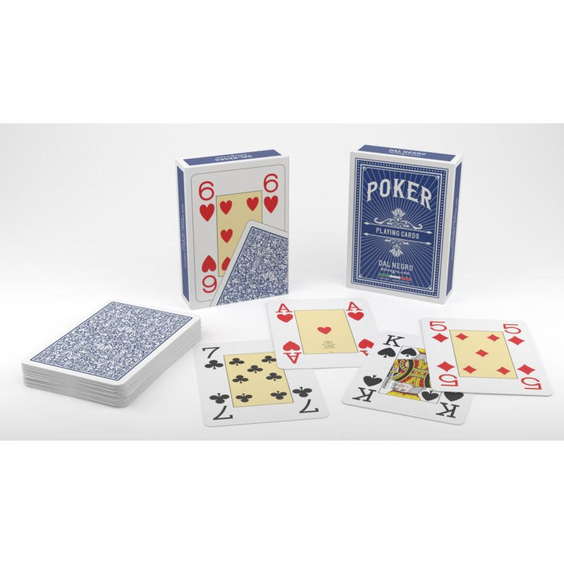 Jeu de 54 Cartes Poker 100% PVC 4 index Jumbo Lotus dos bleu