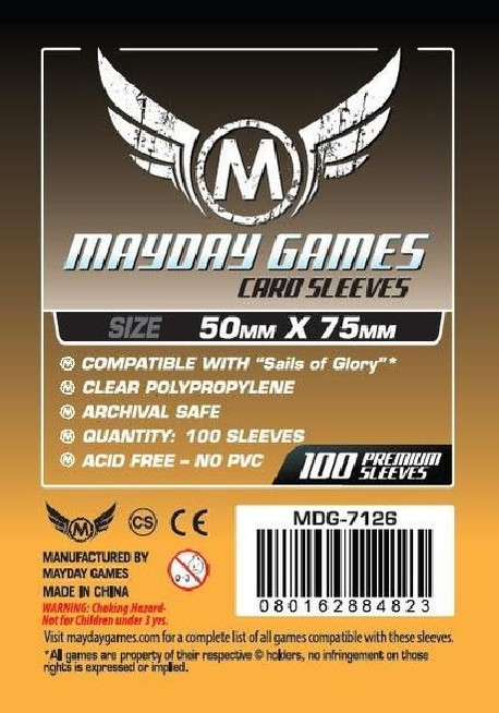 Protège Cartes "Sails of Glory" Card Sleeves - 50x75mm (x100) MAYDAY GAMES